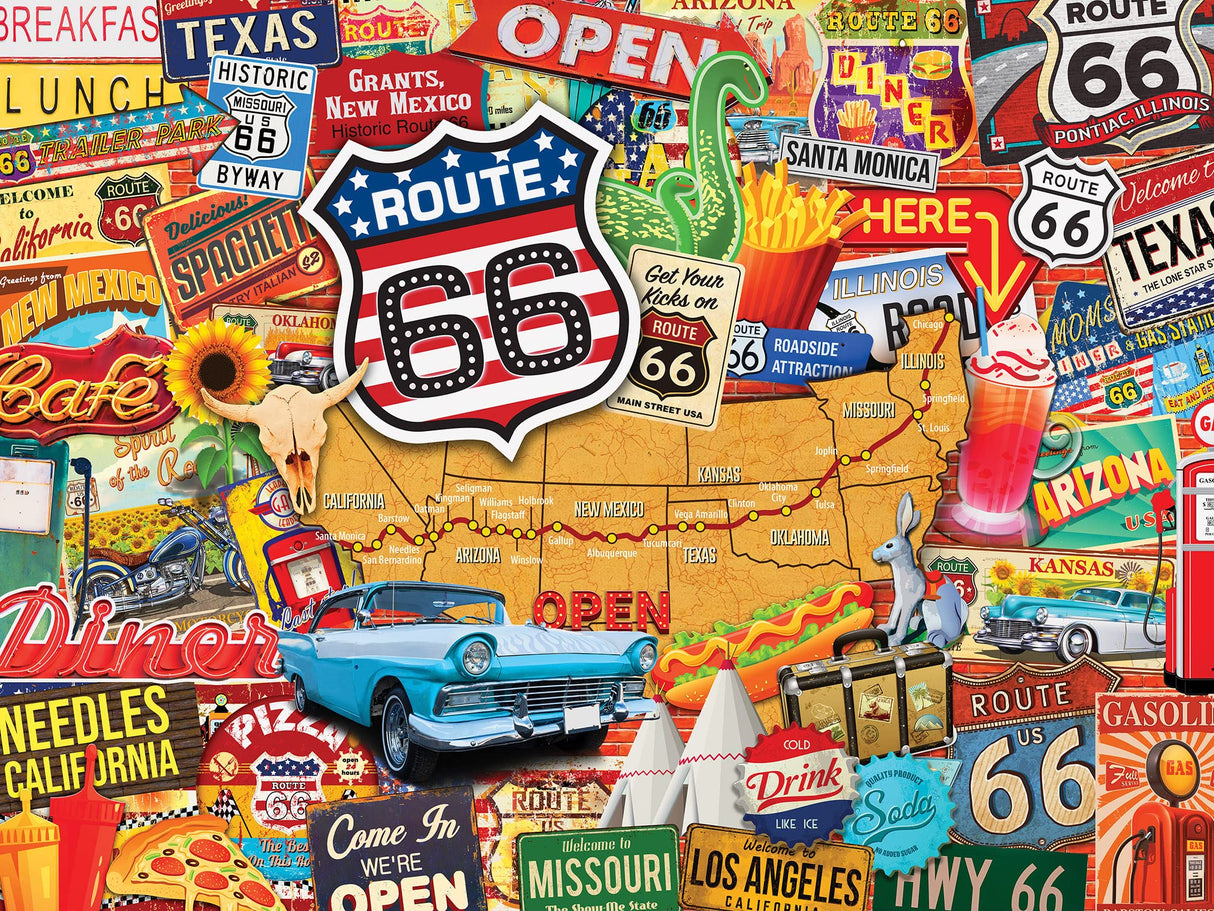 MasterPieces - 550 Piece Jigsaw Puzzle, Route 66 Main Street of America, Fun for Adults, Family, Kids, 18" x 24" Masterpieces