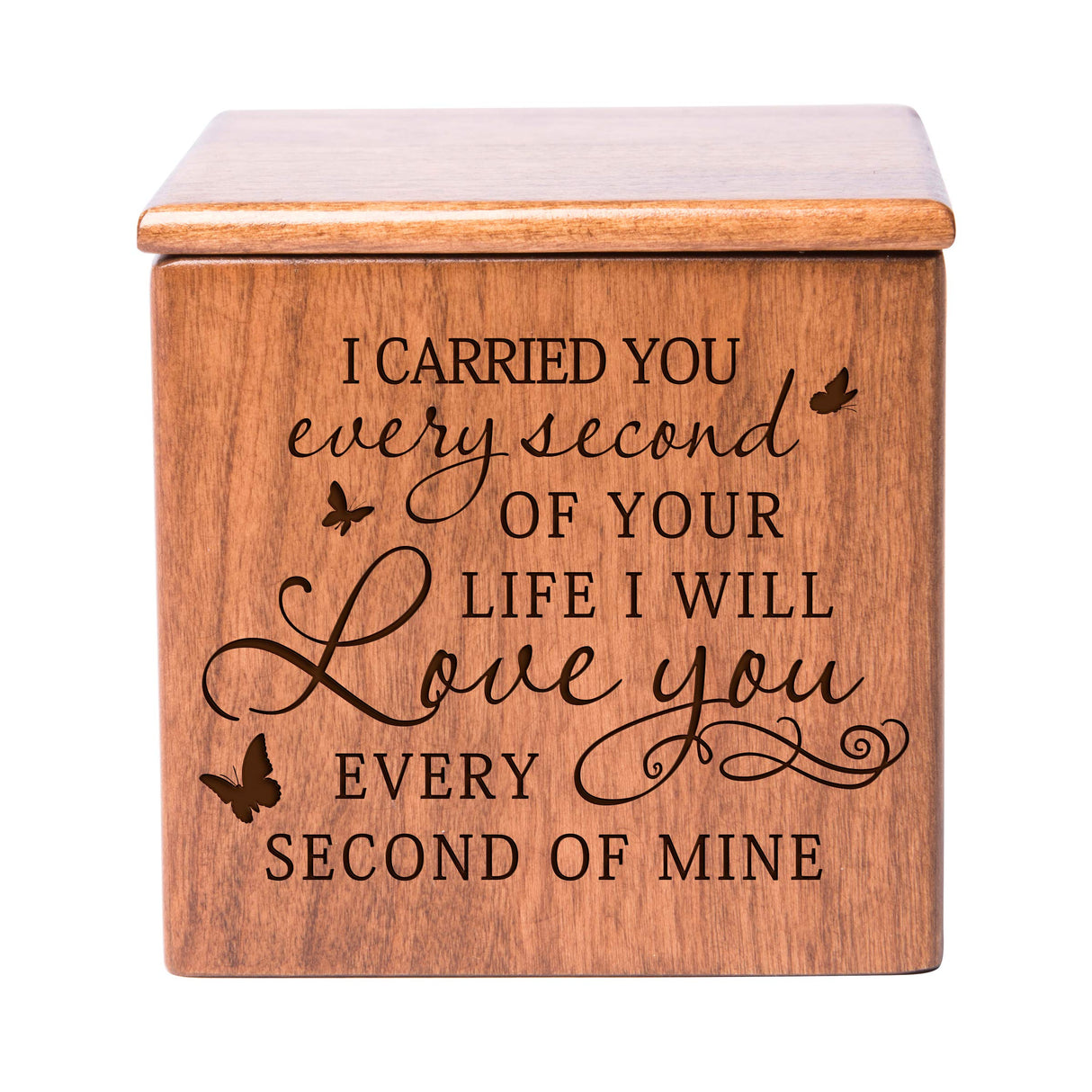 LifeSong Milestones Personalized Memorial Small Cremation Urn for Human Ashes Wooden Keepsake Urn for Ashes, Engraved Handmade Funeral Urn Holds 49 LifeSong Milestones