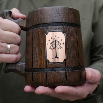 Tree Of Gondor Mug. Lord Rings Mug. Hobbit Mug. Wood Beer Steins. Gift Frodo Wooden Beer Mug Tankard. Gondor Mug. Hobbit Gift #97/0.6L / 22 ounces - WoodArtSupply