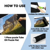 Jigsaw Puzzle Mat Roll Up - 2000 Pieces, 1500, 1000 Pieces Saver Large Black Puzzles for Adults Kids, Storage and Transport Premium Pump Glue Felt Mat Inflatable Tube Holder Organizer Pad Keeper Genovega