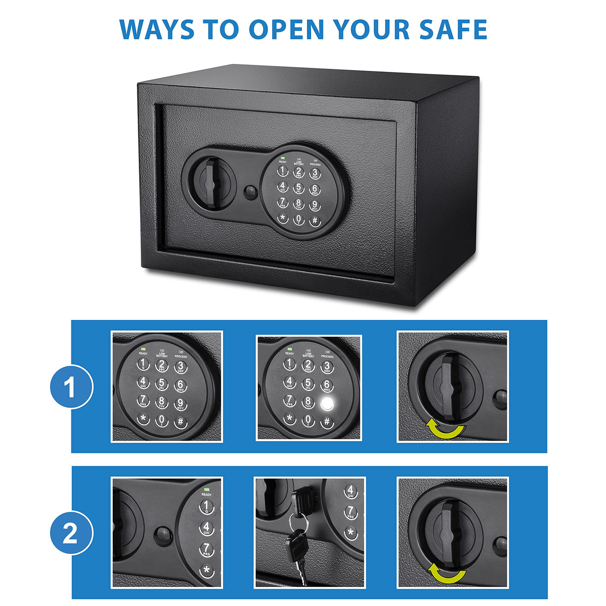 Barska Digital Keypad Home & Office Steel Security Safe Lock Box with Deadbolts - 0.36 Cu Ft Compact BARSKA