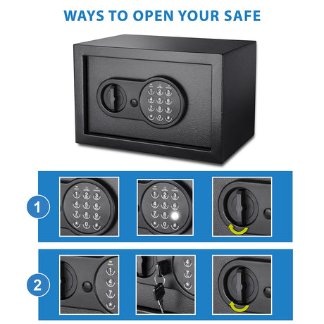 Barska Digital Keypad Home & Office Steel Security Safe Lock Box with Deadbolts - 0.36 Cu Ft Compact BARSKA