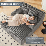 Mangodan 53.5”W Oversized Chaise Lounge Chair Indoor, Boneless Couch with 4 Pillows, Cozy Reading Chairs with Wide Arms, No Assembly Corduroy Boneless Chair, Memory Foam Couch for Living Room, Gray Mangodan