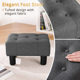 LUE BONA Small Tufted Foot Stool, Fabric Foot Stools Ottoman with Plastic Legs, 9''H, Rectangle Footstool for Adult with Non-Slip Pads, Sofa Foot Rest for Living Room, Couch,Carbon Grey LUE BONA