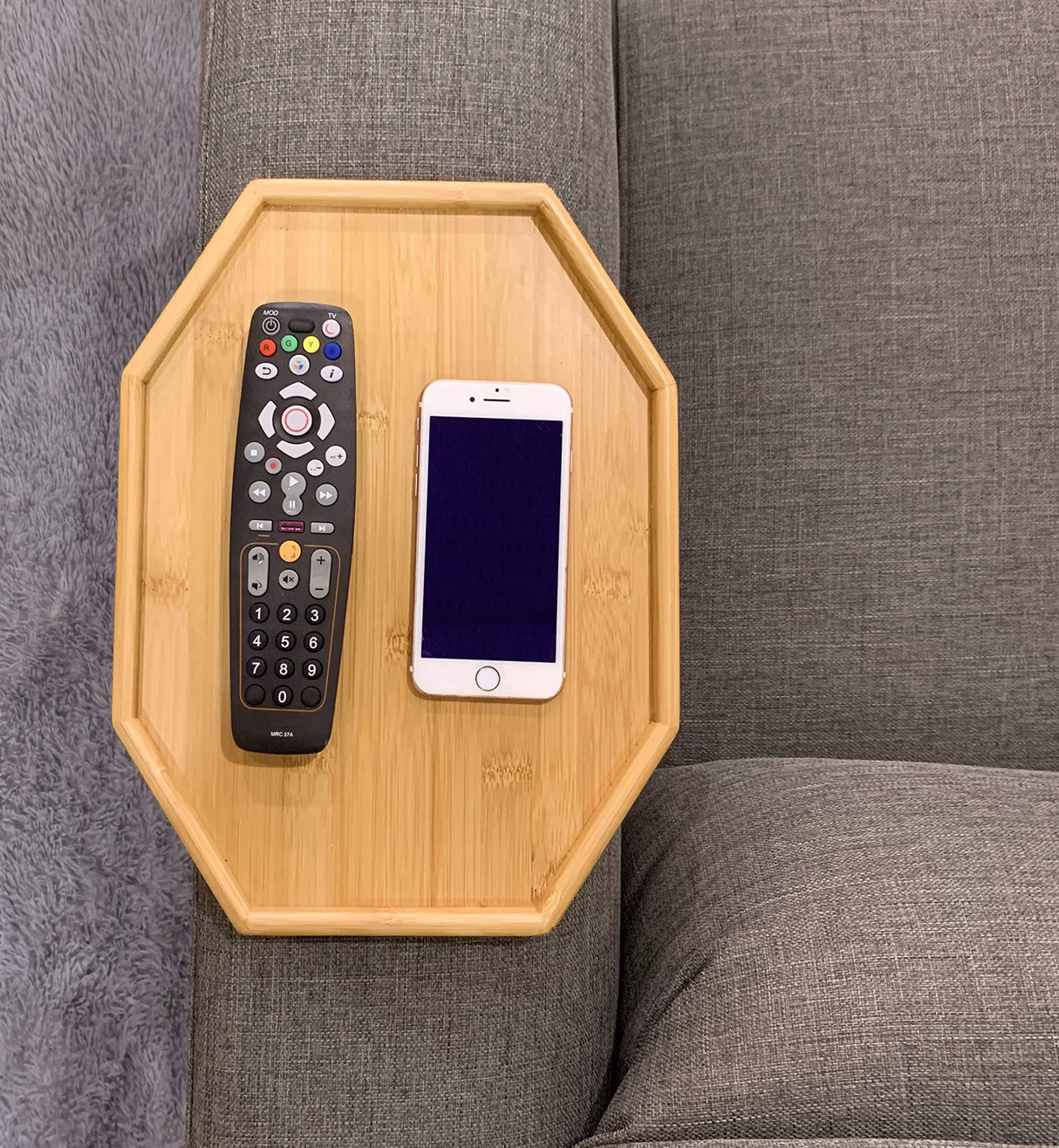 Xchouxer Side Tables Natural Bamboo Sofa Armrest Clip-On Tray, Ideal for Remote/Drinks/Phone Xchouxer