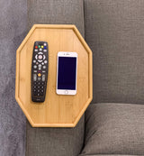 Xchouxer Side Tables Natural Bamboo Sofa Armrest Clip-On Tray, Ideal for Remote/Drinks/Phone Xchouxer
