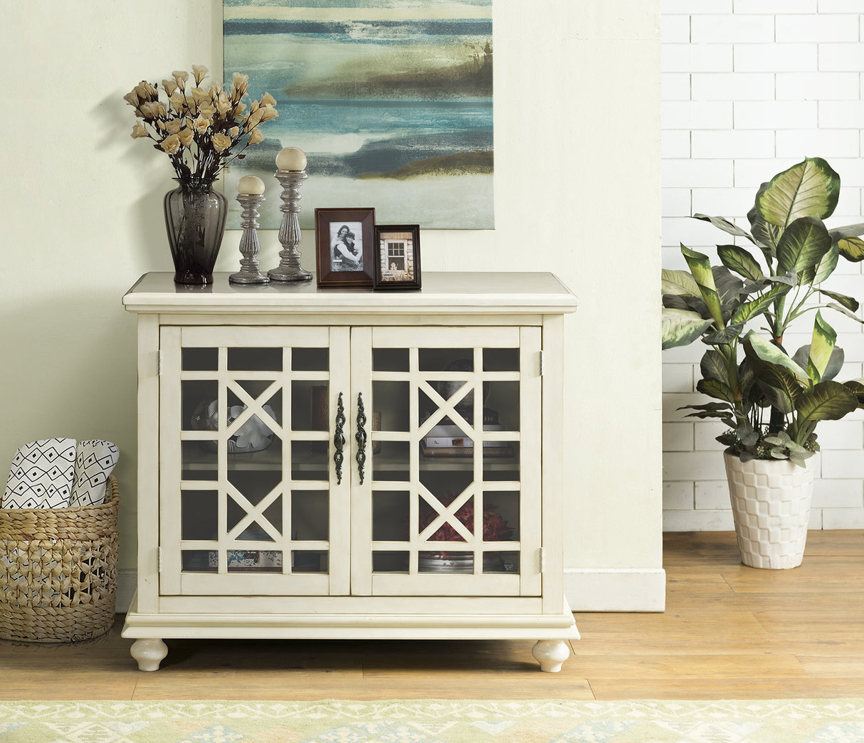Martin Svensson Home Small Spaces 2-Door Accent Cabinet - TV Stand, 38" W x 32" H, Antique White Martin Svensson Home