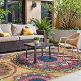 Arenarug Meditation Indoor Outdoor Rug 6x9 ft Mandala Pattern Rug Boho Style,Yoga Meditation Mat Picnic Rug for Patio Living Room Porch Garden Deck Backyard Easy to Clean Non Shedding Non-Slip Arenarug