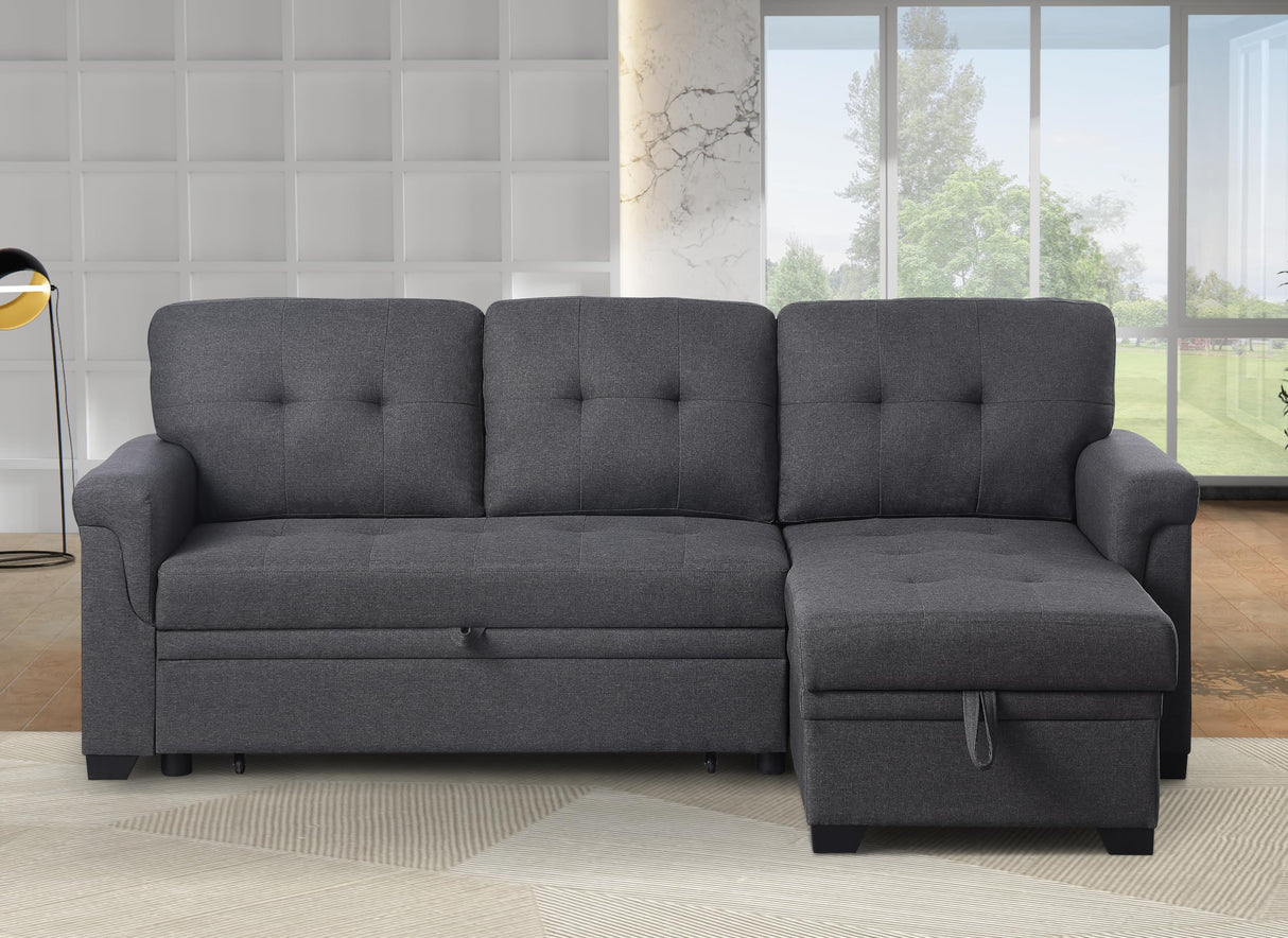 Ball & Cast L-Shape Reversible Sectional Sleeper Sofa Bed 4 in 1 Pull Out Couch with Storage Chaise & Removable Back Cushions,Convertible Sleeper Corner Couch Pull Out Sofa Bed for Living Room,Office Ball & Cast