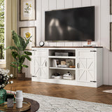 XVD 66" Farmhouse Coffee Bar with Charging Station, Sideboard Buffet with Large Storage, Wood Storage Cabinet with Adjustable Shelves for Kitchen, Living Room, Rustic White XVD