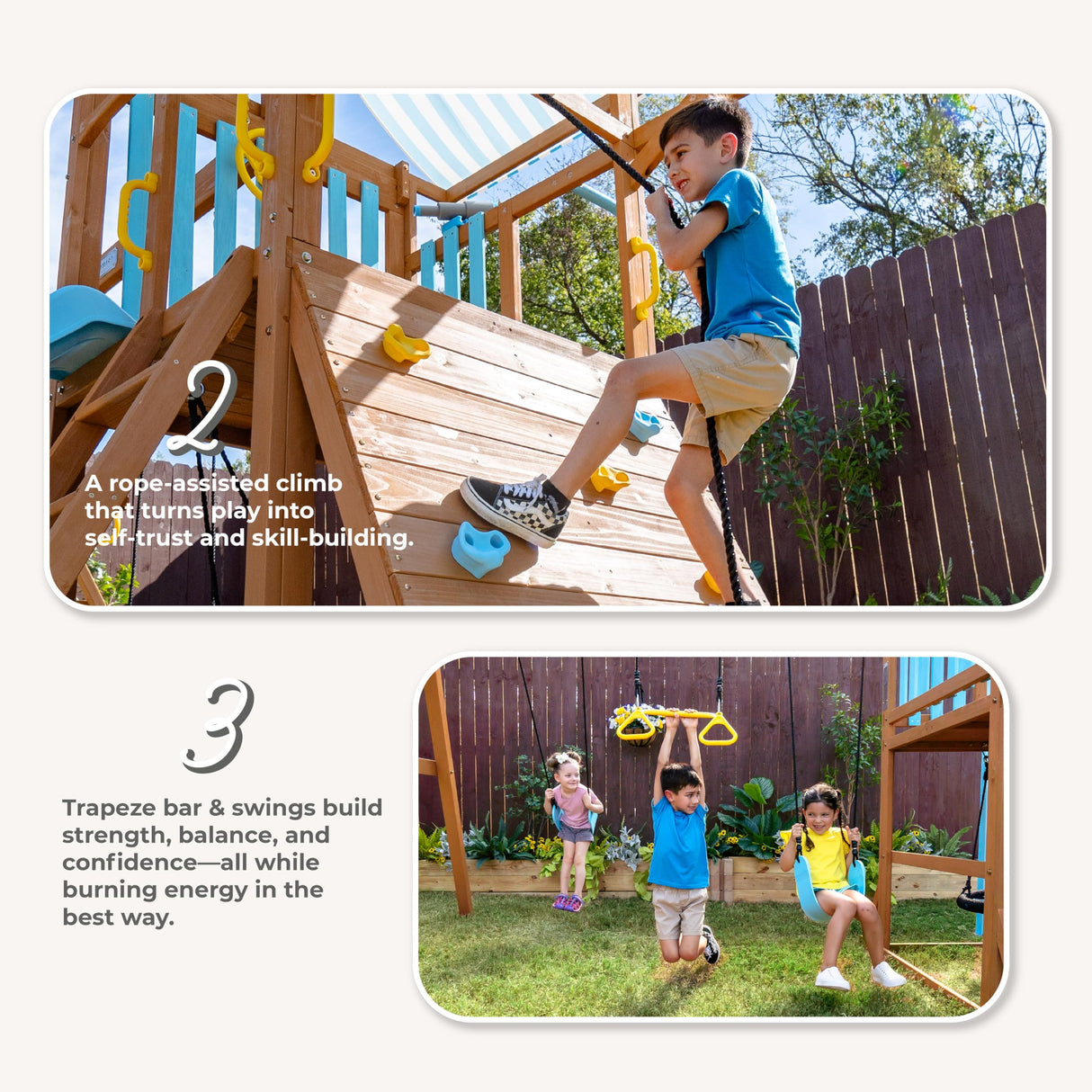 Teamson Kids Wooden Swing Sets for Backyard Outdoor Playset with Slide Rock Wall Trapeze Bar Fireman Pole Pirate Wheel Kids Playground with Swingset Holds 9 Children Ages 3 to 10 Teamson Kids