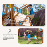Teamson Kids Wooden Swing Sets for Backyard Outdoor Playset with Slide Rock Wall Trapeze Bar Fireman Pole Pirate Wheel Kids Playground with Swingset Holds 9 Children Ages 3 to 10 Teamson Kids