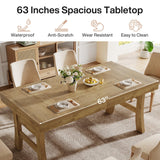 Tribesigns 63-Inch Dining Table for 4-6 People, Farmhouse Rectangular Large Kitchen Dinner Eating Table with Sturdy Legs for Home Kitchen, Dining Room, Light Brown Tribesigns