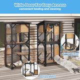 Dephet Catio Outdoor Cat Enclosure with Scratcher - 4-Tier Large Indoor Wooden Window Catio Cats House W/Asphalt Waterproof Roof, Wheels, Resting Box, Platforms, Kitten Toys Ball Dephet
