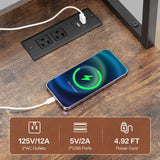 Kitchen Bakers Rack with Storage Drawers and Power Outlet, 65.8”Coffee Bar Cabinet with 6 Hooks, Microwave Stand with Tilt Out Trash Can Cabinet for Dining Room Living Room, Fits 10-Gallon Bins spanspace