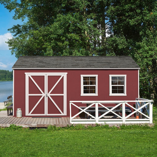 Handy Home Products Rookwood 10x16 Do-It-Yourself Wooden Storage Shed Brown - WoodArtSupply