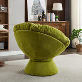 Papasan Chair with Cushion and Frame, 360° Swivel Accent Chair, Comfy Chenille Upholstered Round Modern Oversized Reading Lounger with Metal Base Lazy Chair for Bedroom, Living Room, Olive Green SLEERWAY