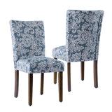 HomePop Classic Parsons Dining Chair -Denim Jacobean Print (Set of 2) HomePop