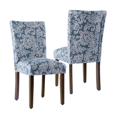 HomePop Classic Parsons Dining Chair -Denim Jacobean Print (Set of 2)