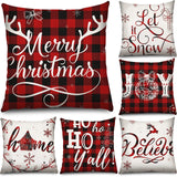 6 Pieces Christmas Pillow Covers 18 x 18 Inch Buffalo Plaid Cushion Case Christmas Pillow Case Holiday Throw Pillow Cover for Xmas Winter Sofa Couch Bedroom Decorations (Red, Black) Tatuo