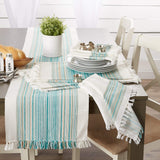 DII Everyday Collection Fringed Stripe Tabletop, Table Runner, 14x72, Teal DII