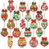 Tondiamo 20 Pcs Christmas Diamond Painting Keychain Kits 5D DIY Diamond Art Pendants Double Sided Hanging Key Chains for Christmas Party Decoration DIY(Balls Style) Tondiamo