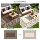 GENIMO Outdoor Rug Waterproof for Patio Decor, 6'x9' Foldable Reversible Plastic Straw Carpet for Travel Trailers, Outside Area Mat for Rv, Deck, Picnic, Porch, Camper, Balcony, Beach, Coffee & Beige GENIMO