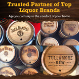 Red Head Barrels - 2 L Premium Distillery-Grade Oak Barrels for Aging Whiskey, Rum, and More, Ideal for Whiskey Barrel or Wine Barrel, American Charred Oak Barrel with 12-Page Cocktail Recipe Booklet Red Head Barrels