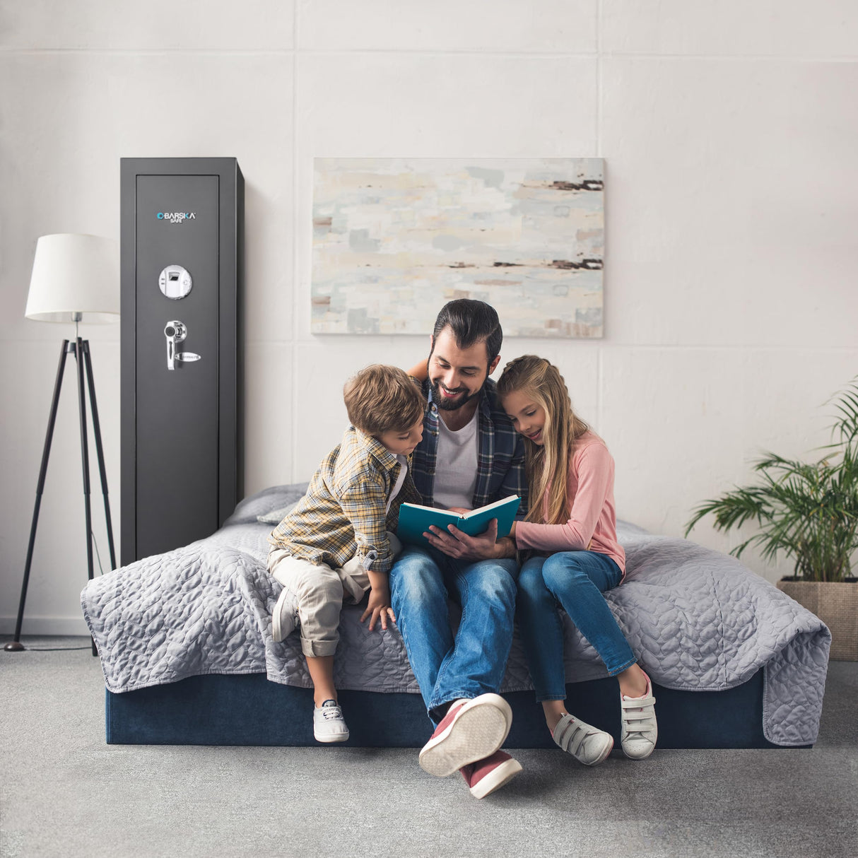 BARSKA Quick and Easy Large Access Biometric Rifles, Firearms and Long Guns Safe for Home, Removable Shelves, Optional Silent Mode, 5.52 Cubic Feet, Up to 10 Rifles without any accessories BARSKA