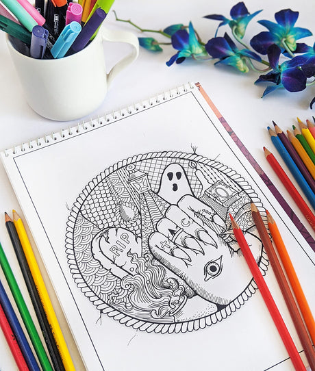 Happy Halloween Coloring Book for Adults – Volume 09 by Prajakta P | Premium Book | Spiral Bound | Stress Relieving Fun Patterns | DIY Kit | Sip and Paint Party | Coloring for All WoodArtSupply