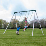 Backyard Discovery Big Brutus Galvanized Steel Swing Set Kit with Classic A-Frame, Two Belt Swings, One Trapeze Bar, Easy Assembly, Heavy-Duty Powder-Coated Steel, Weather-Resistant, Outdoor Playset Backyard Discovery