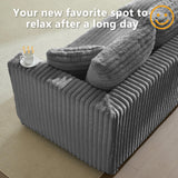 Tabaray 102.4" Oversized Cloud Couch, Convertible 4 Deep Seat Foam Sofa Couch, 2 in 1 Plush Corduroy Sofa with 6 Soft Pillows, Modern Modular Sectional Couches for Living Room, Apartment, Gray Tabaray