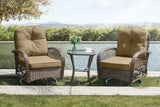 SHA CERLIN 3 Pieces Patio Furniture Set, Outdoor Swivel Glider Rocker, Wicker Patio Bistro Set with Rocking Chair, Cushions and Table (Khaki) SHA CERLIN