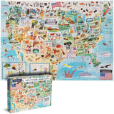 Puzzles for Adults 1000 Pieces - Illustrated US Map Puzzle - United States USA 1000 Piece Puzzle for Adults and Kids Puzzles - 100% Recycled Cardboard by bopster Bopster