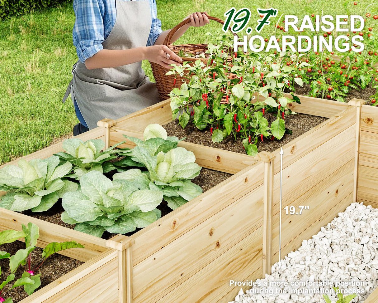 AMERLIFE U-Shaped Raised Garden Bed, 7.5Wx6Dx1.6H Free Combination Outdoor Wooden Raised Garden Bed Planter with 19.6" Depth Planter Box AMERLIFE