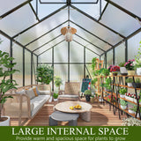 Vigo huseeo 8.2 * 12.2 * 7.8FT Greenhouse for Outdoors,Polycarbonate Greenhouse with Stronger Wind Protection and Roof Vent,Walk-in Large Aluminum Sunroom Winter Proof,Black Vigo huseeo