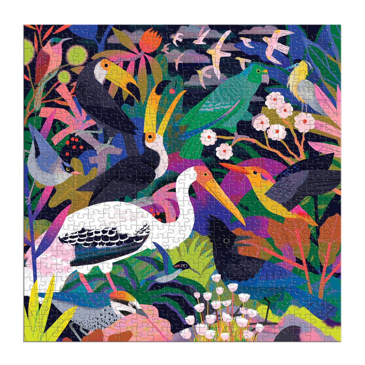 Mudpuppy Bird Illuminated – 500 Piece Glow in The Dark Puzzle with Colorful Scene of Birds in The Jungle and Hidden Puzzle Details in The Dark for Children Ages 8 and Up Mudpuppy