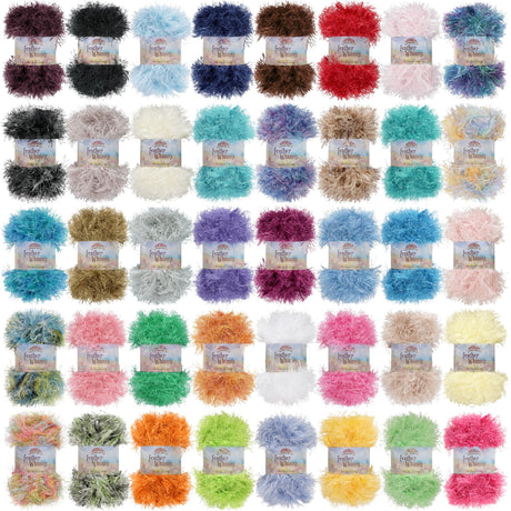 JubileeYarn Feather Whimsy Eyelash Yarn - 50g/Skein Fine Polyester Fur - Variety Pack - 6 Skeins BambooMN