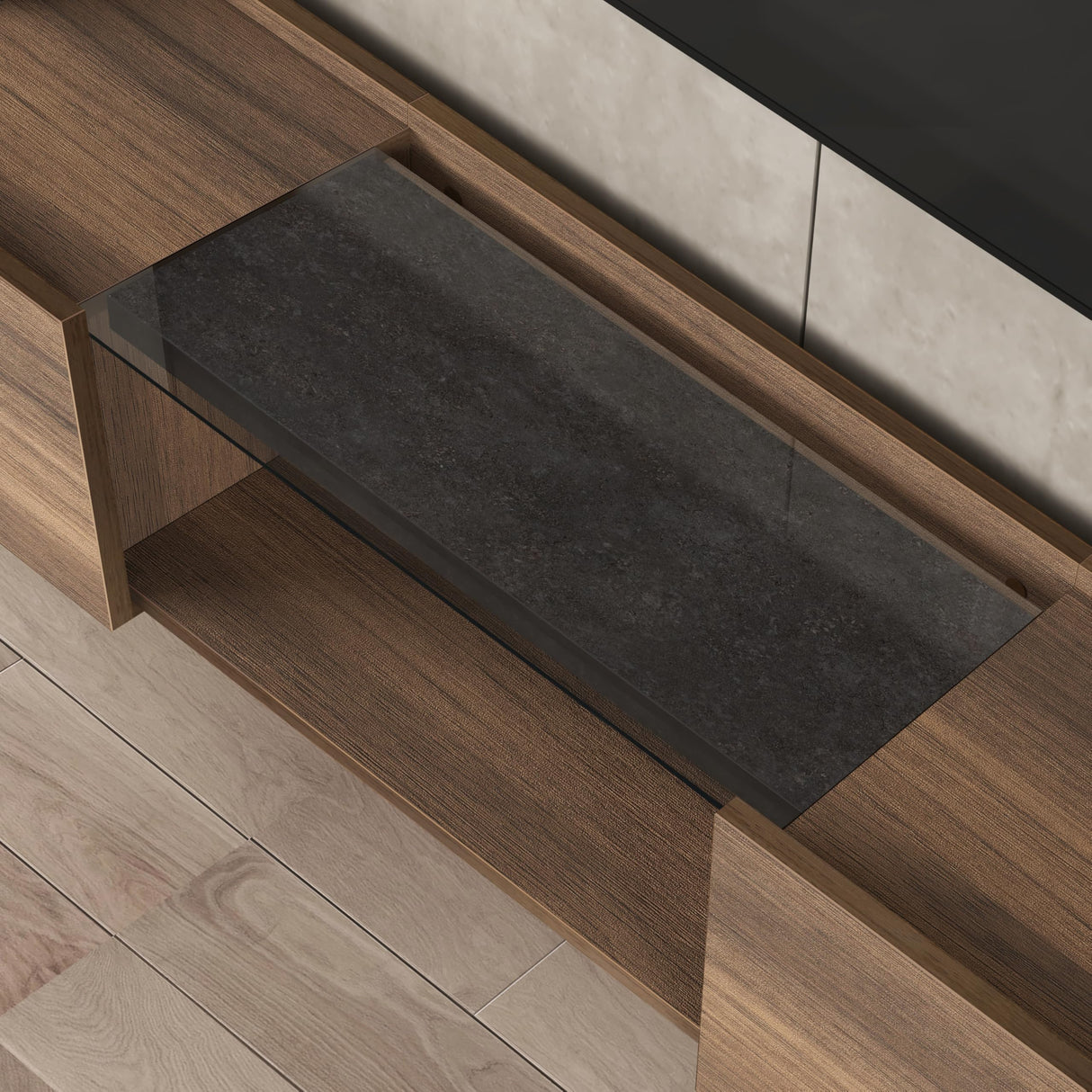 Atelier Mobili Floating TV Stand 65 Inch TV, Wall Mounted Media Console, Mid Century Modern Media Console, Walnut TV Stand for Living Room, Floating Entertainment Center (Walnut, 69 Inches) ATELIER MOBILI THE LEADER OF THE INTERCHANGEABLE FURNITURE