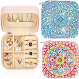 ARTopet 2PcsDIY Diamond Art Painting Jewelry Bag with Zipper Mandala Large Capacity Organizer Storage Box Special Shaped Crystal Rings Necklace Bracelet Gift Case for Women Girls ARTopet