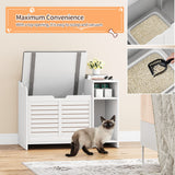 IDEALHOUSE Litter Box Enclosure with Top Opening with Cushion, Cat Litter Box Furniture Hidden, Litter Box Hidden, Cat House, Privacy Cat Litter Box Cabinet, White IDEALHOUSE