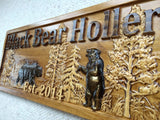 Personalized Wood Sign Custom Carved Cabin Gift Man Cave Wedding Family Last Name Camp Lake House Décor Woods Black Bear Plaque Last Name Established Sign Custom Wood Sign 3D Camper Sign 3D Woodworker