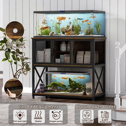 40-50 Gallon Aquarium Stand Metal Frame Fish Tank Stand with Cabinet Storage, for 40 Gallon Long Aquarium,37" L*19" W Tabletop,660LBS Capacity