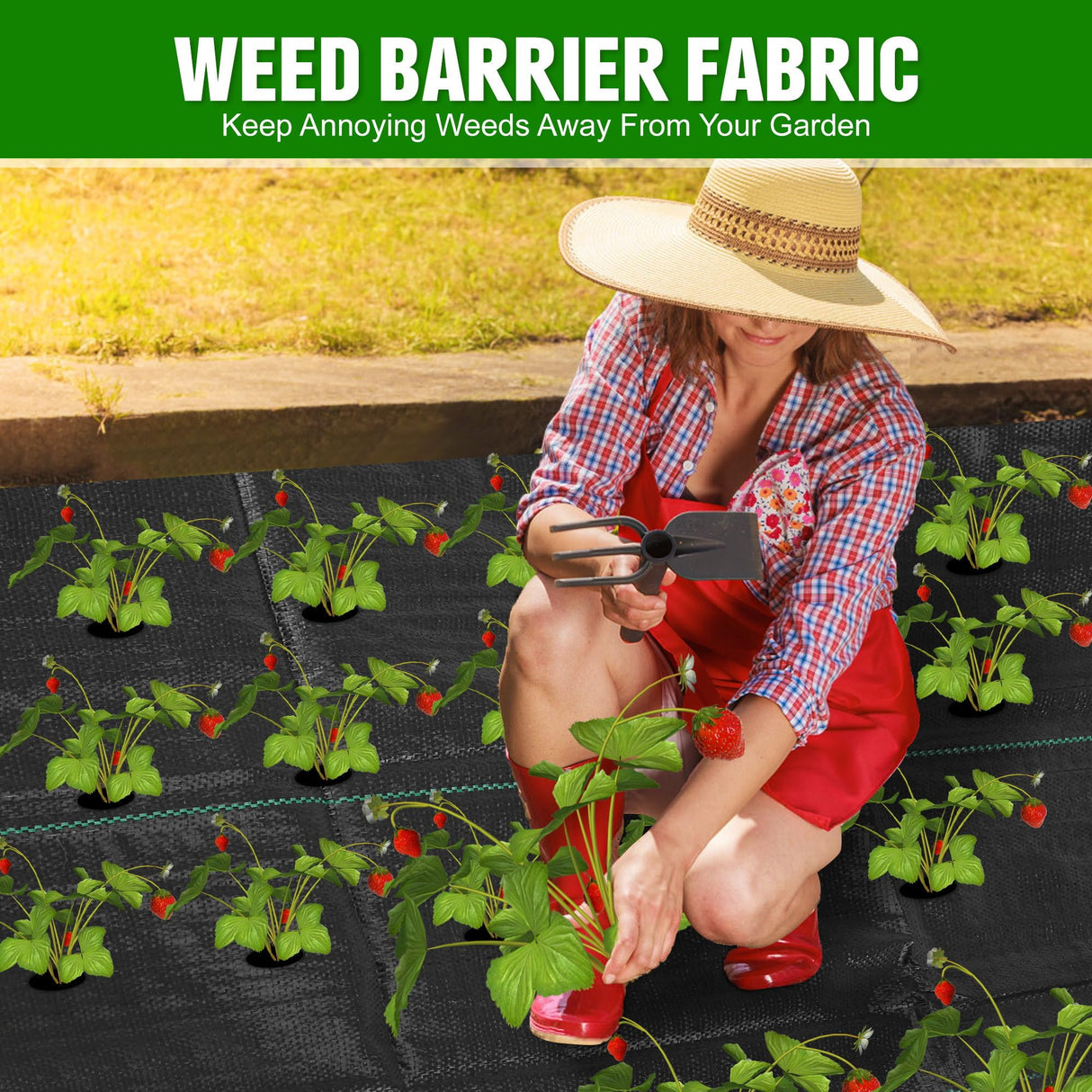 1.3FT x 50FT Weed Barrier Landscape Fabric Heavy Duty, 3.2oz Premium Gardening Weed Control Mat with 10 U-Shaped Securing Pegs, Ground Cover for Garden Beds, Farming, Underlayment, Commercial Driveway Kijamilee