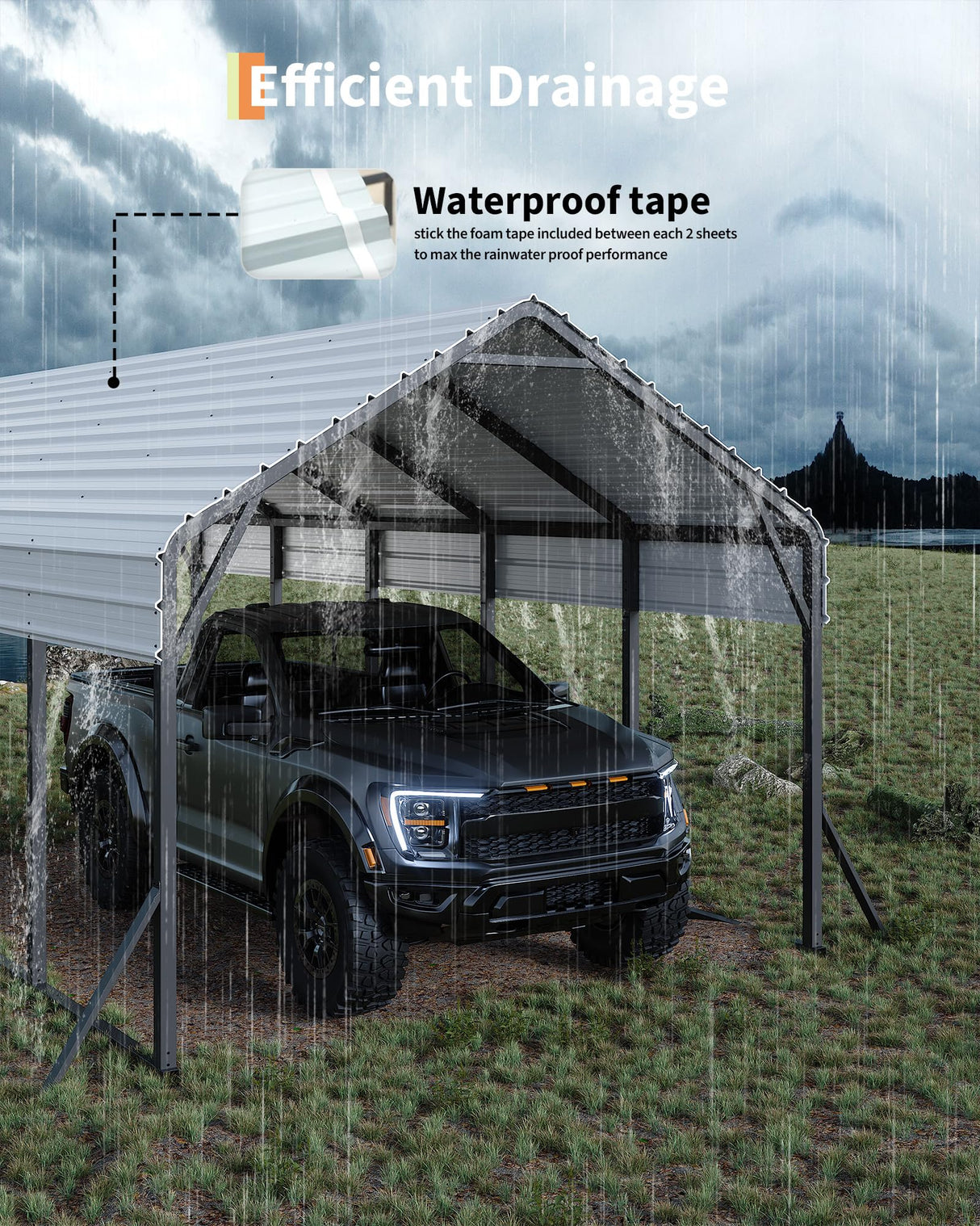 Garveelife 13'x21'x11' Oversized Metal Carport, Steel Heavy Duty Carport for All-Weather, Permanent Shelter for Bass Boats, Pickup Trucks, and Tractors, N.W. 660 Lbs GarveeLife