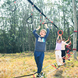 Hapfan Ninja Warrior Obstacle Course for Kids with Rickety Bridge, 50 FT Slackline Kit with Weather-Proof Obstacles, Outdoor Jungle Gym Climbing Toys for Backyard Hapfan