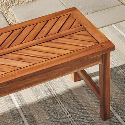 Walker Edison 3 Person Outdoor Patio Chevron Wood Dining Bench All Weather Backyard Conversation Garden Poolside Balcony, 53 Inch, Brown - WoodArtSupply