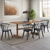 DUHOME Wooden Black Dining Chairs Set of 4, Windsor Dining Room Chairs with Arms Farmhouse Spindle Back Wood Kitchen Chairs with Curve Back, Mid Century Modern Style DUHOME