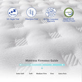 cemtip Queen Mattress, 10 Inch Hybrid Mattress in a Box, Memory Foam and Pocket Springs, Fiberglass Free, Soft and Breathable, Medium Firm Feel cemtip