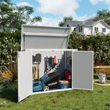 41 Cu.Ft Horizontal Outdoor Plastic Storage Shed/Box Trash Can Sheds Weatherproof Resin Shed with Floor Thickened & Gas Spring & Lockable Doors for Tools, Lawn Mower Storage（4.5 * 2.5 FT） UDPATIO